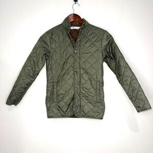 PETER MILLAR Boys Small 7-8 Olive Green Quilted Suffolk Full Zip Jacket XX13